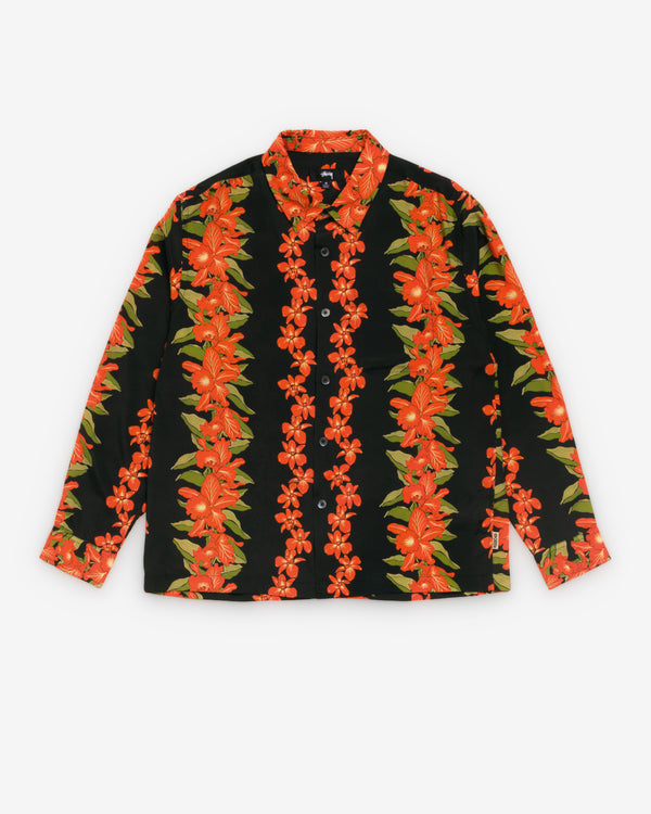 Stüssy - Men's Hawaiian Floral Long Sleeve Shirt - (Black)