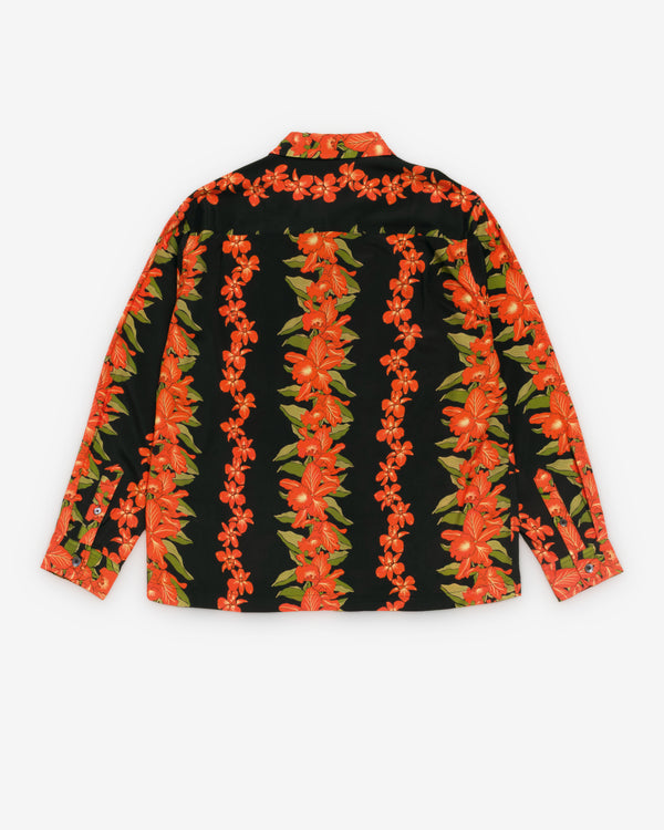 Stüssy - Men's Hawaiian Floral Long Sleeve Shirt - (Black)