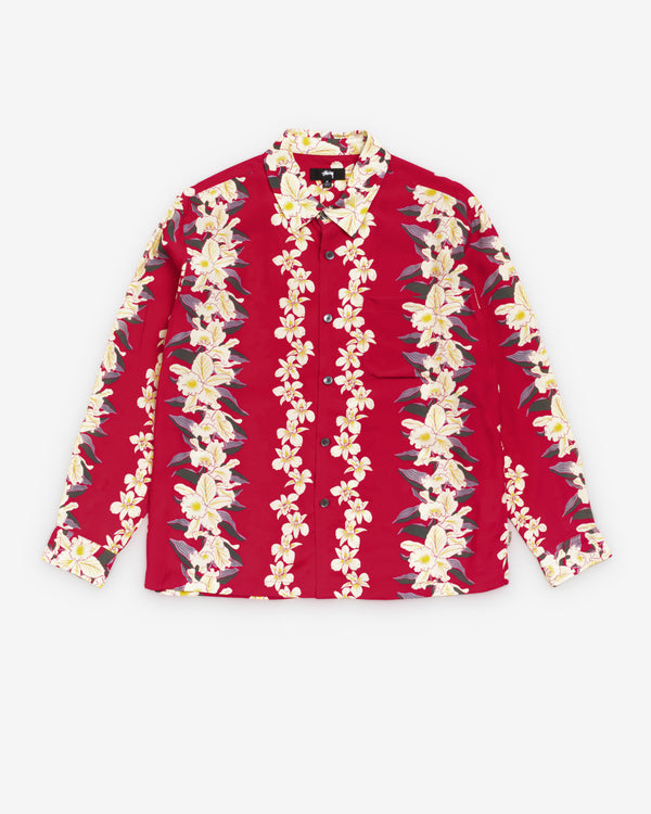 Stüssy - Men's Hawaiian Floral Long Sleeve Shirt - (Red)