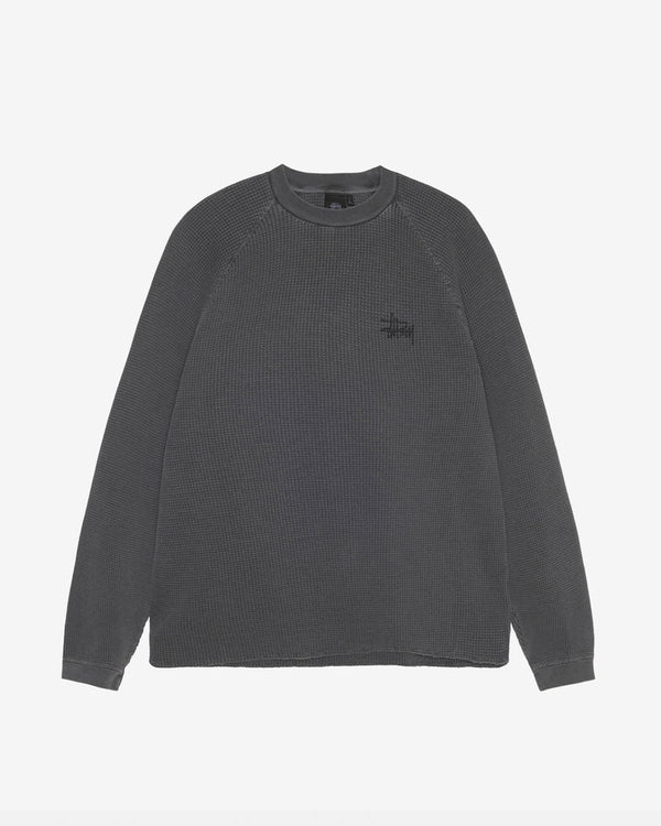 Stussy_Stüssy - Men's Raglan Thermal Long Sleeve Crew - (Washed Black)_SWEATERS