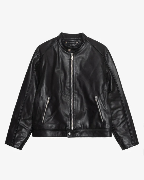 Stüssy - Men's Cafe Racer Jacket Leather - (Black)