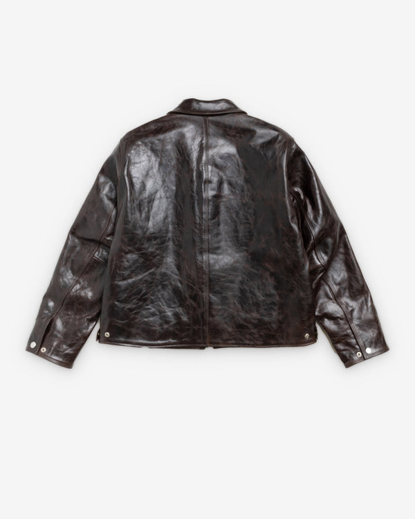 Stüssy - Men's Garage Jacket Leather - (Dark Brown)