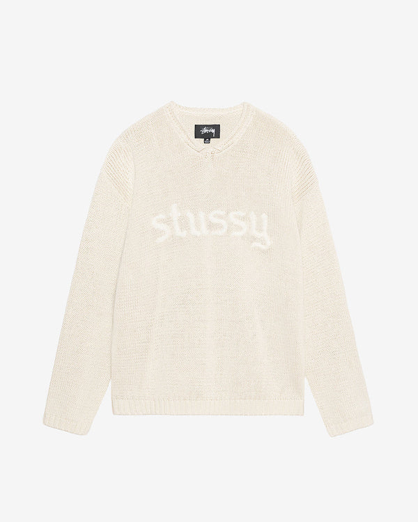 Stüssy - Men's Embroidered V-Neck Logo Sweater - (Natural)