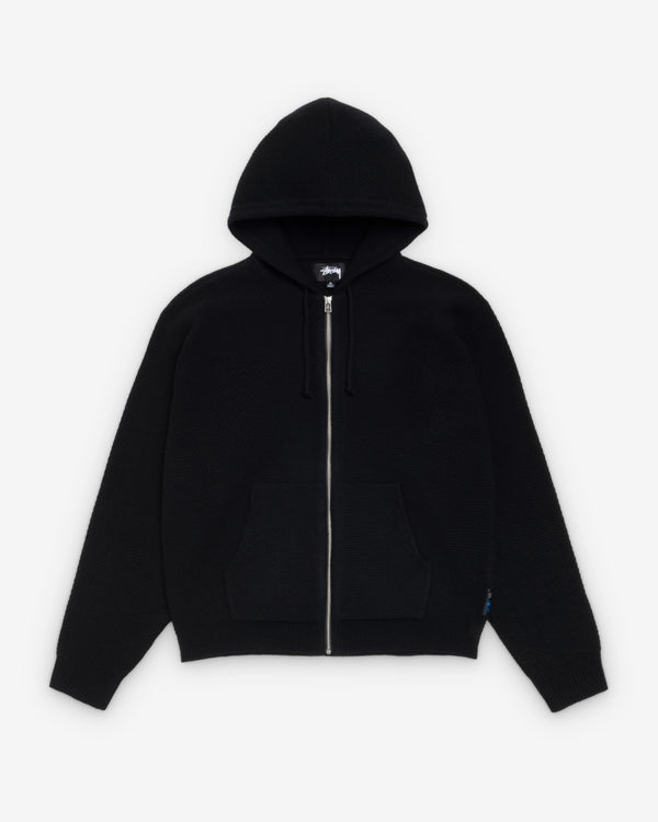 Stüssy  - Men's Textured Zip Hooded Sweater - (Black)