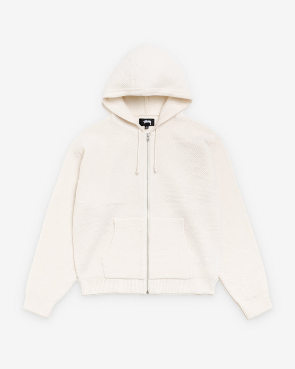 Stüssy  - Men's Textured Zip Hooded Sweater - (Bone)
