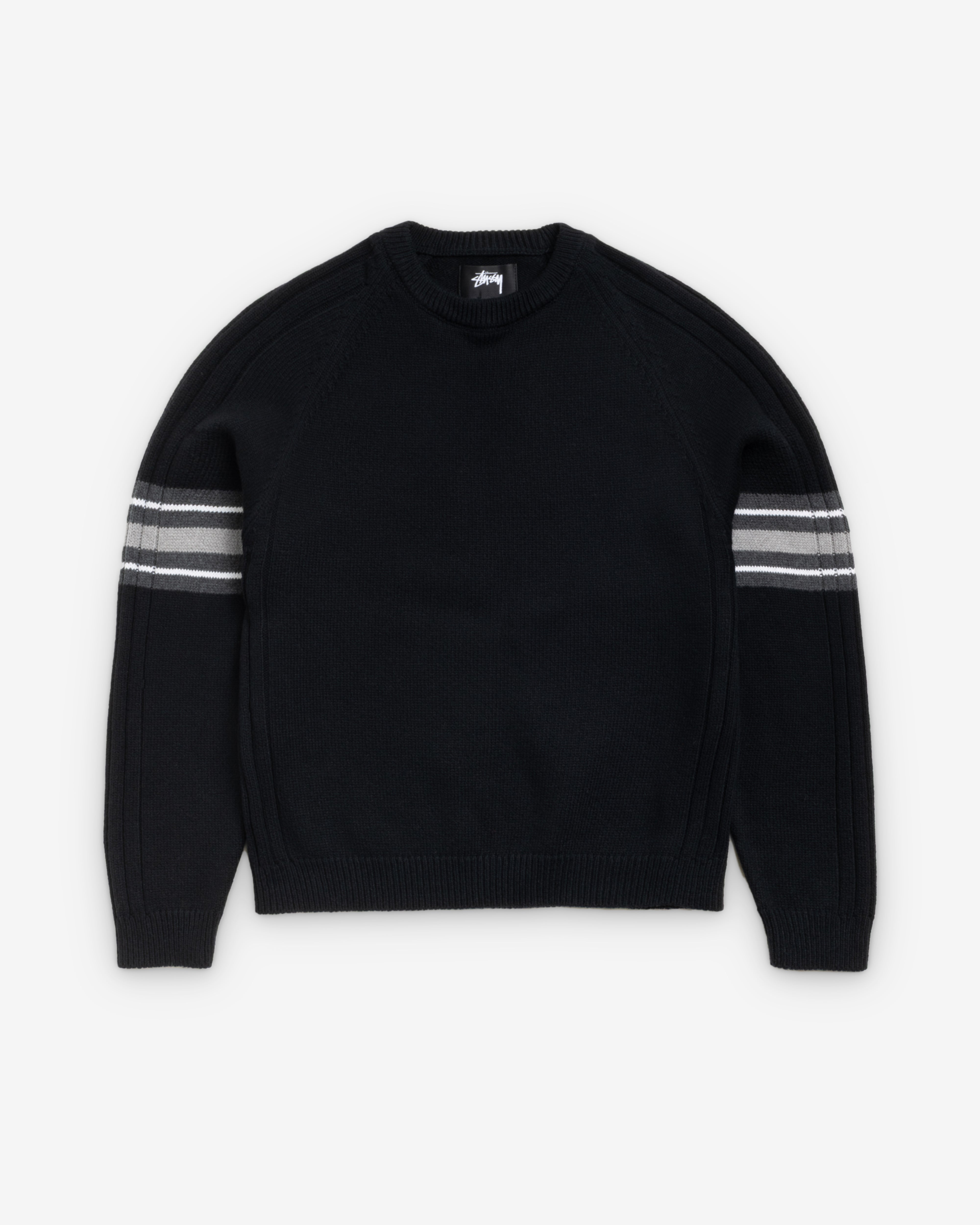 Stüssy: Men's Stripe Raglan Crew (Black) | DSMS E-SHOP