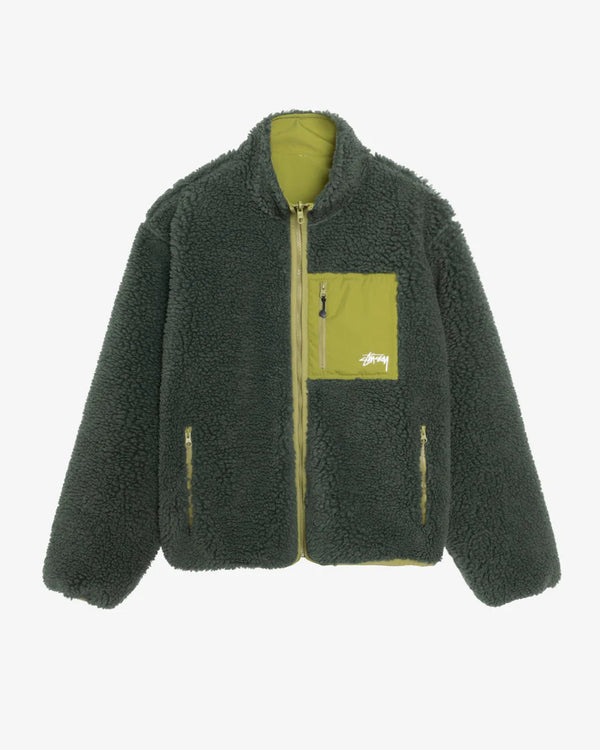 Stüssy - Men's Sherpa Reversible Jacket - (Dark Green)