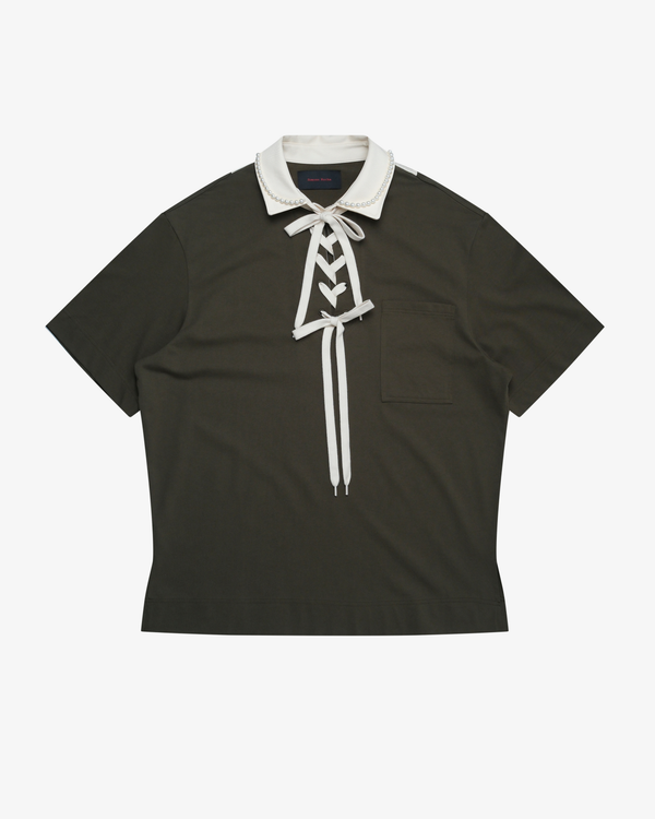 SIMONE ROCHA - Men's Lace Up Rugby Polo - (Khaki)