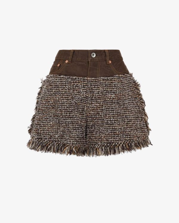 SACAI - Women's Tweed Shorts - (Brown601)