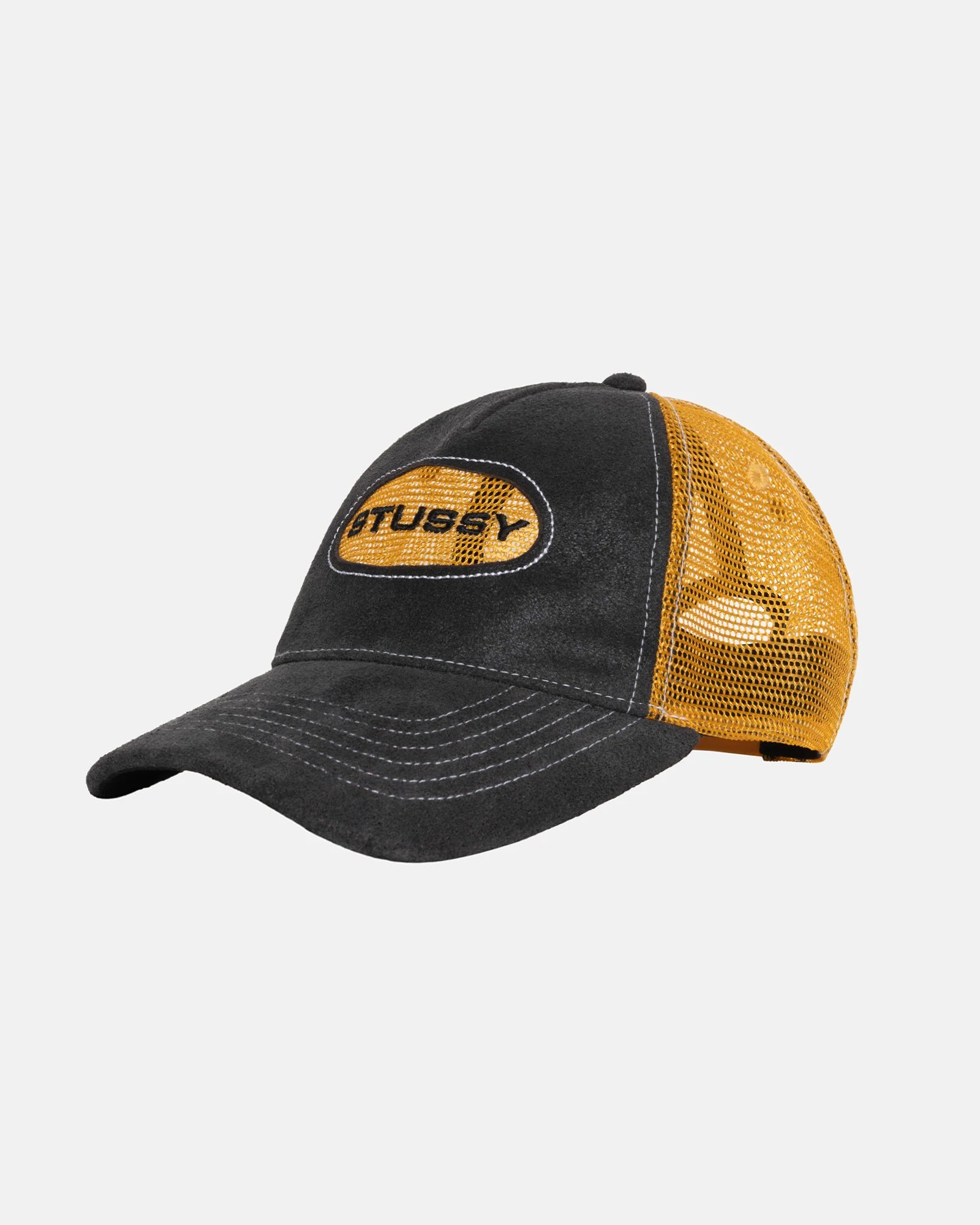 Stussy: Men's Cut Out Leather Trucker Cap (Honey) | DSMS E-SHOP Stussy: Men's Cut Out Leather Trucker Cap (Honey) | DSMS E-SHOP