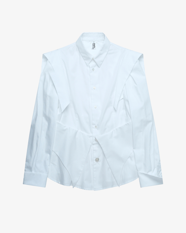 Noir Kei Ninomiya - Women's Long Sleeve Blouse With Front Pointed Flap - (White)