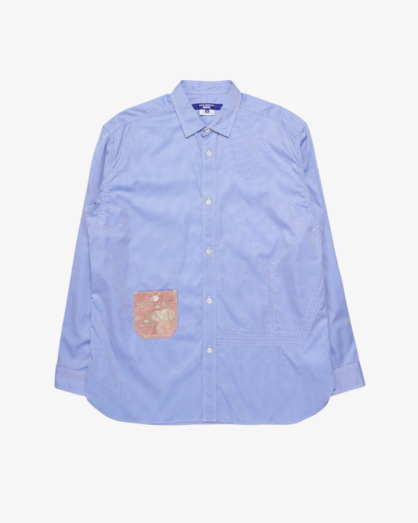 Junya Watanabe Man  - Men's Stripe X Floral Jacquard Long Sleeve Shirt - (Blue)