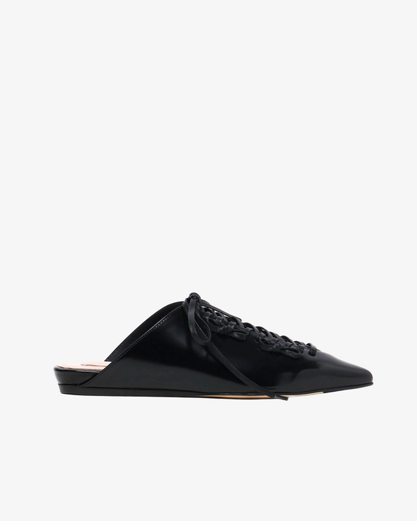 SIMONE ROCHA - Women's Faux Fur Point Toe Lace Up Slipper - (Black)