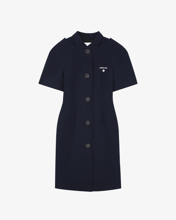 SHUSHU/TONG - Women's False Two-Piece Mid-Sleeve Dress - (Navy Na100)