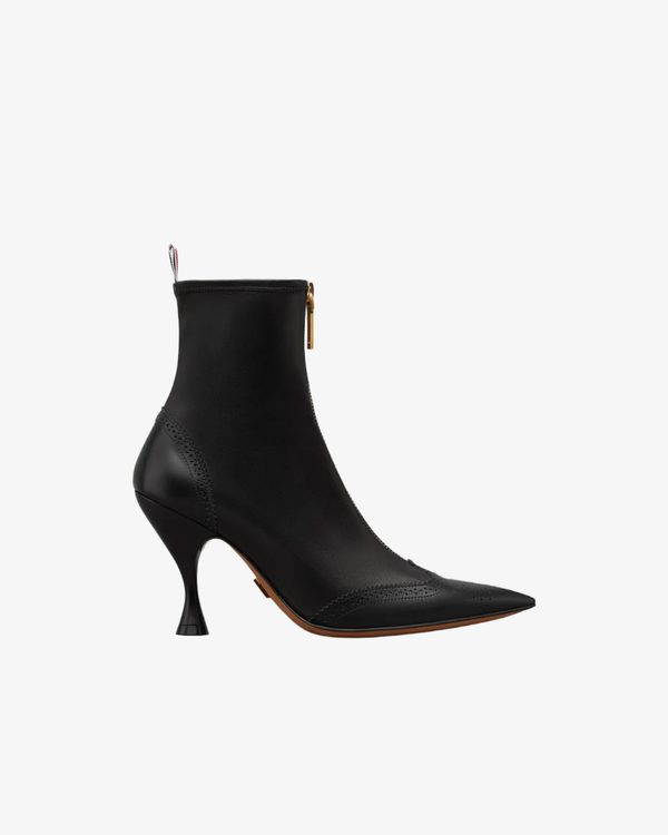 Thom Browne - Women's Wingtip Bootie On 90Mm Round Curved Heel - (Black)