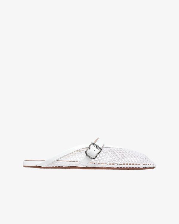 ALAÏA - Women's Fishnet Flat Mules - (White)