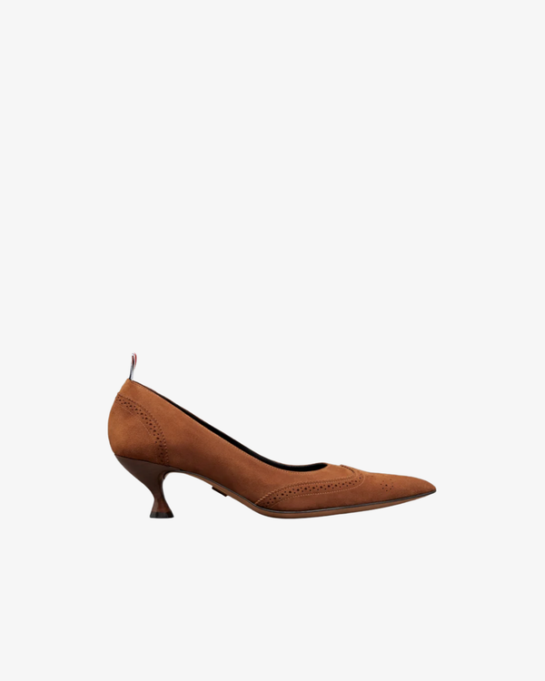 Thom Browne - Women's Wingtip Pump On 50Mm Round Curved Heel - (Brown)