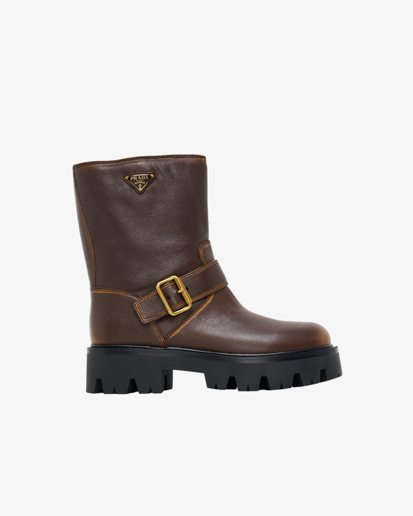 Prada - Women's Vitello Vintage Stride Boot - (Brown F0324)