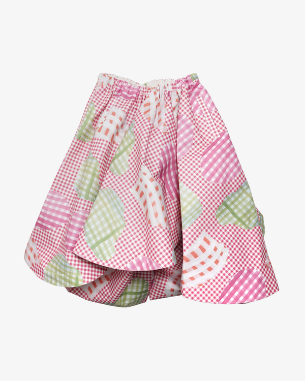 Tao - Women's Printed Volume Check Skirt - (Pink)