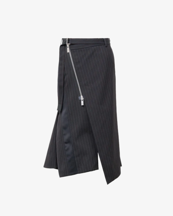 SACAI - Women's Stripe Doeskin Skirt - (Black001)