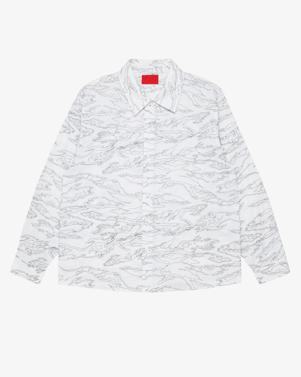 Fugazi - Men's DSMS Tiger Camo Stitch Button Up - (White)