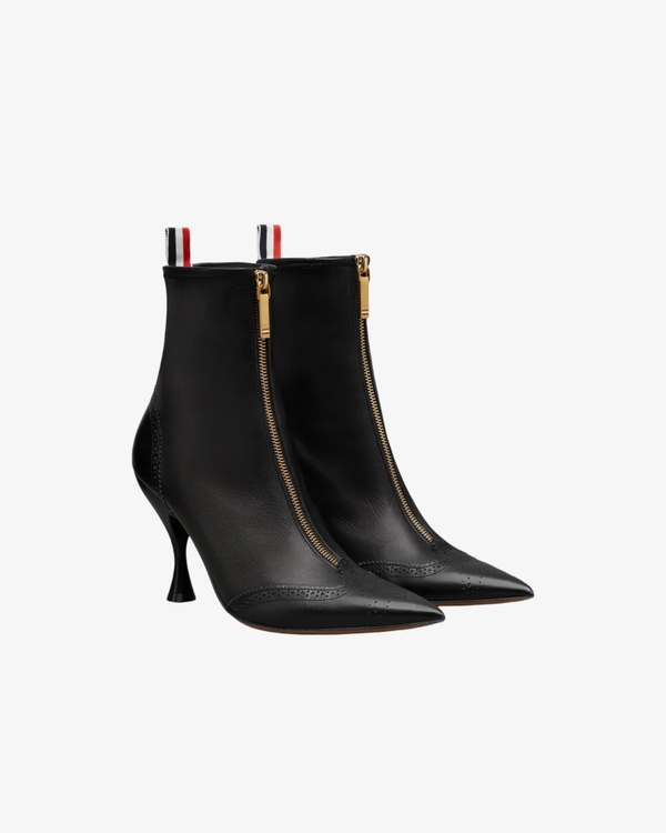 Thom Browne - Women's Wingtip Bootie On 90Mm Round Curved Heel - (Black)