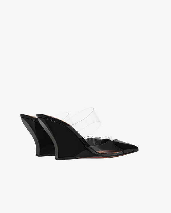 Azzedine Alaia_ALAÏA - Women's Wedge Mules 90 Patent Calfskin- (Black999)_FLAT SHOES