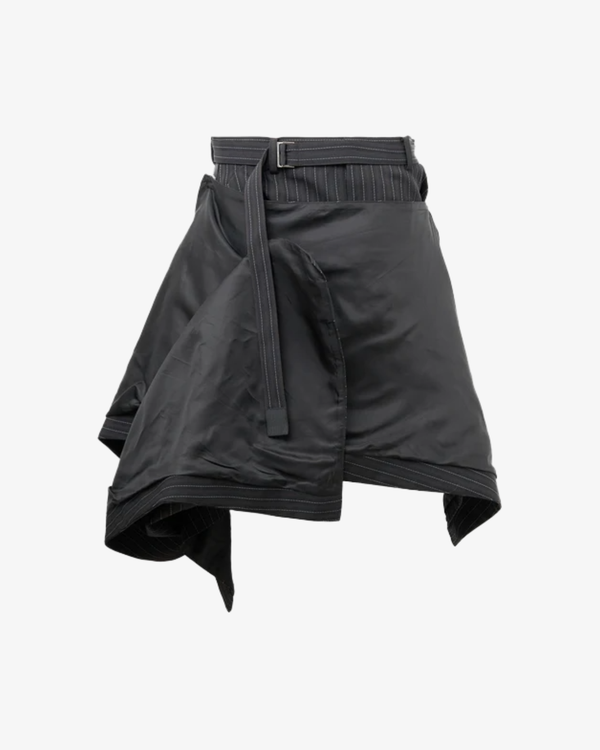 SACAI - Women's Stripe Doeskin Skirt - (Black001)