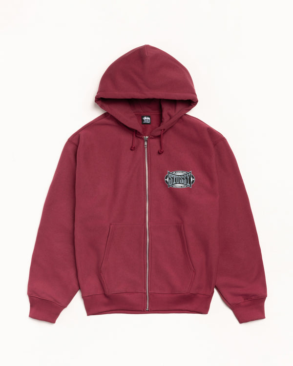 Stüssy - Men's Champion Oval Zip Hood - (Wine)