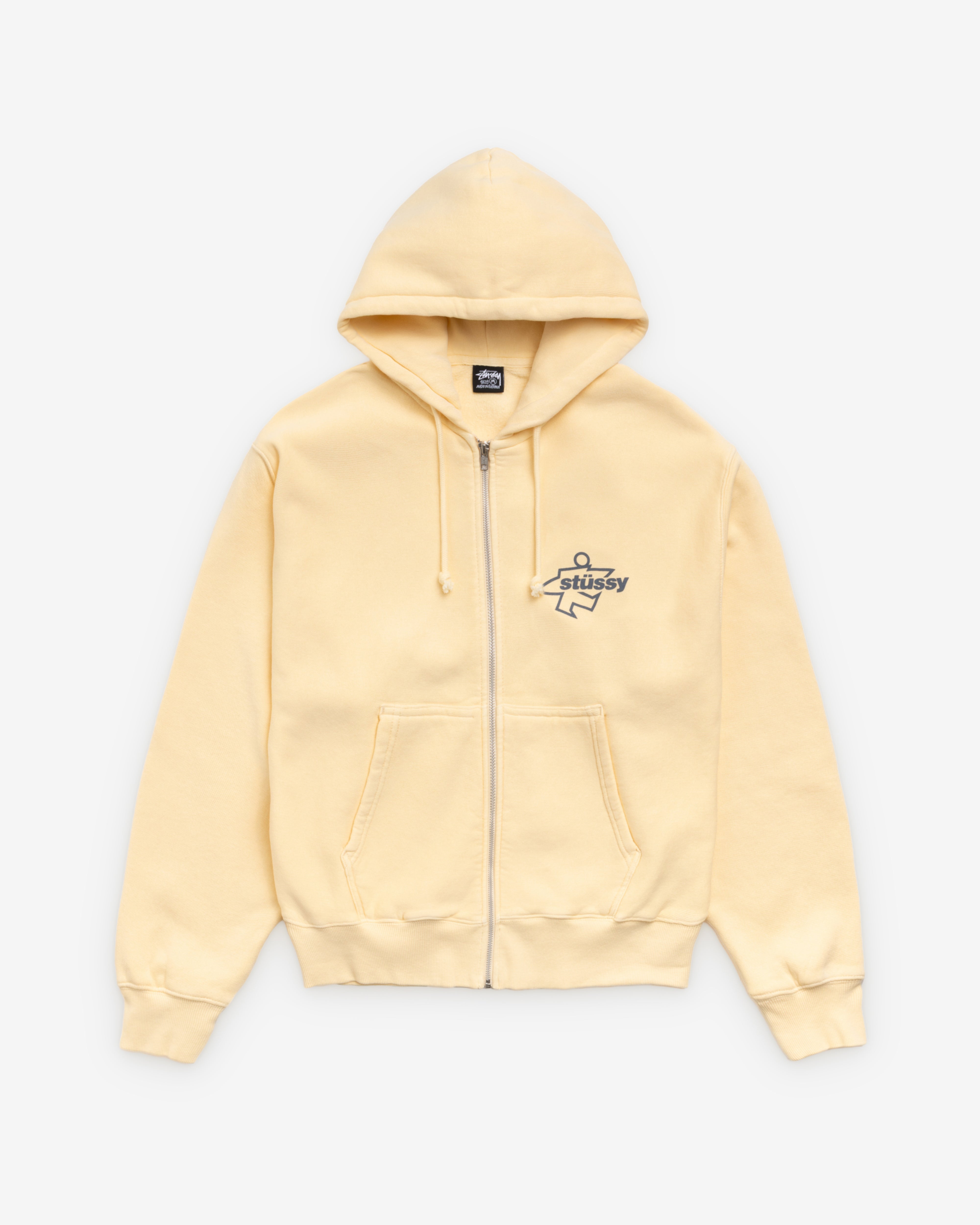 Stüssy: Men's Surf Size Garment Dyed Zip Hood (Gold) | DSMS E-SHOP