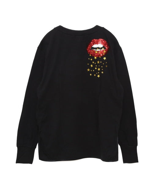 Undercover_UNDERCOVER - Sequined Lips Top - (Black)_TEES