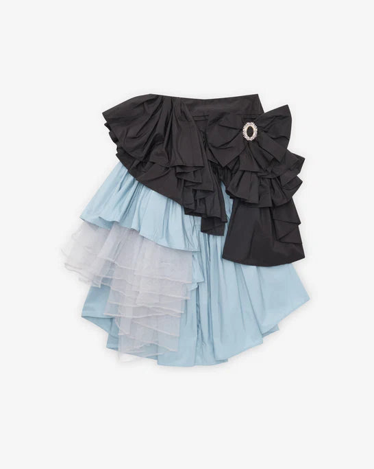 Vaquera_VAQUERA - Women's Layered Skirt Woven - (Black)_SKIRTS