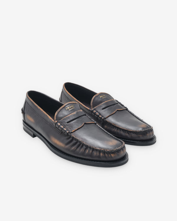 Prada - Men's Vitello Anticato Mocassini - (Brown)