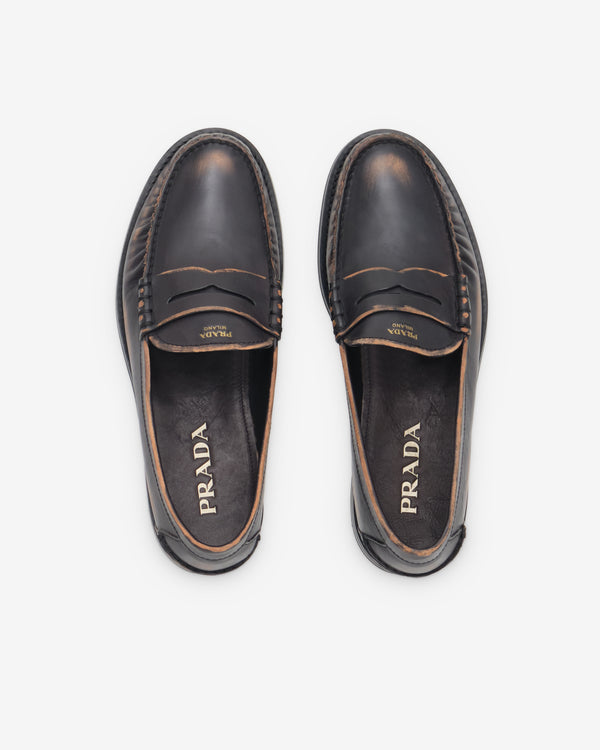 Prada - Men's Vitello Anticato Mocassini - (Brown)