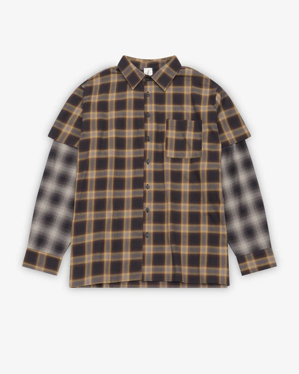 WESTFALL - Men's Plaid Layered Shirt - (Brown)