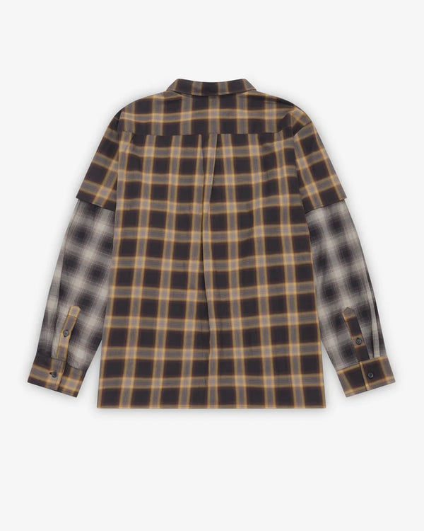 WESTFALL - Men's Plaid Layered Shirt - (Brown)