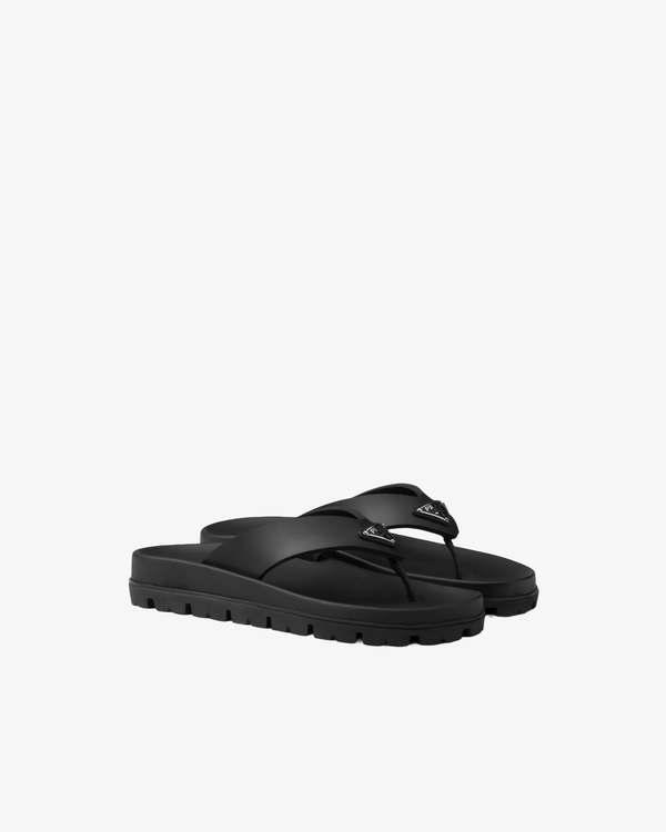 Prada - Women's Rubber Thong Sandals - (Black)