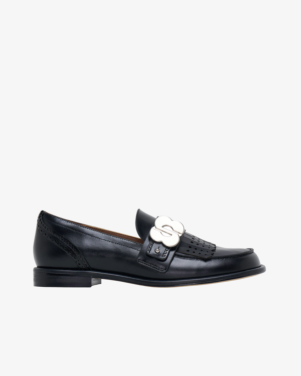 SHUSHU/TONG - Women's Slanted Square-Toe Loafers - (Black Ba100)