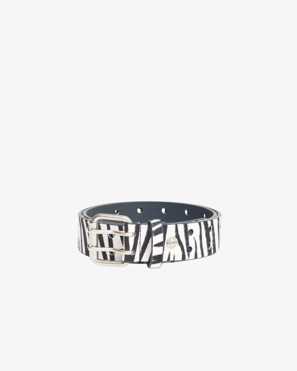 Stüssy -  Men's Leather Punch Out Belt - (Hairy Zebra Pattern)