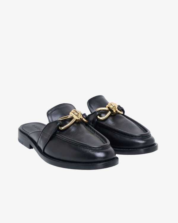 Bottega Veneta_BOTTEGA VENETA - Women's Flat Open Back Loafer - (Black1000)_FLAT SHOES