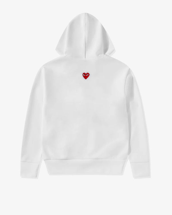 Play - Unisex Reverse Red Heart Zip Hooded - (White)