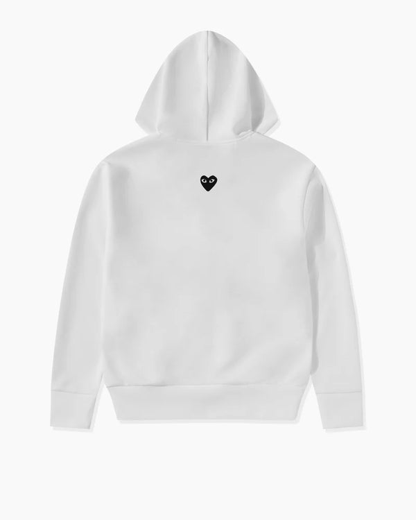 Play - Unisex Reverse Black Heart Zip Hooded - (White)