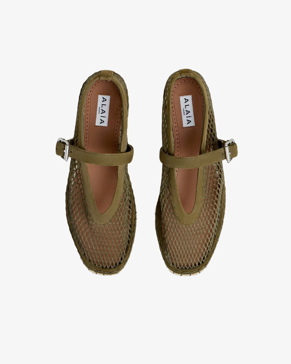 ALAÏA - Women's Fishnet Espadrille - (Khaki)