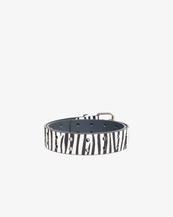 Stüssy -  Men's Leather Punch Out Belt - (Hairy Zebra Pattern)