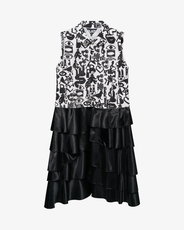 Black Comme des Garçons - Men's Detailed Ruffle Dress - (Print)