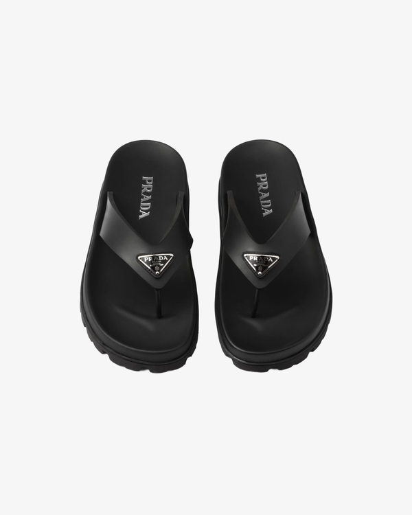 Prada - Women's Rubber Thong Sandals - (Black)