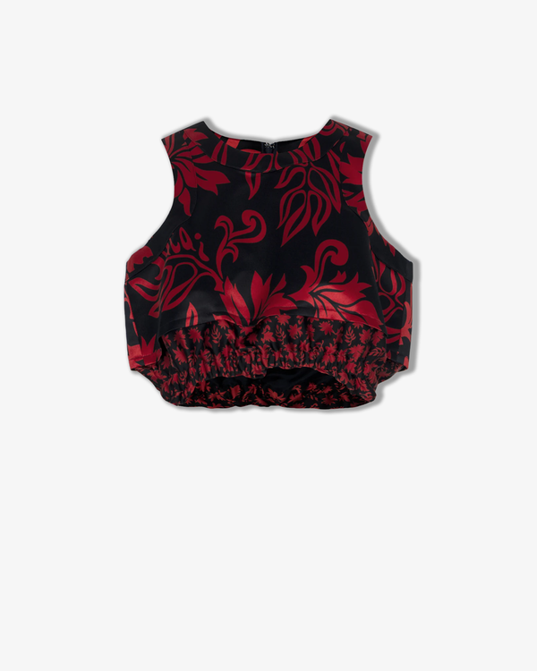 Sacai - Women's Floral Print Cropped Tank Top - (751 Red)