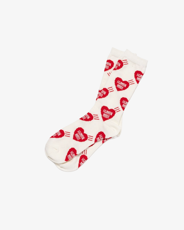 HUMAN MADE  - Men's Heart Socks - (White)