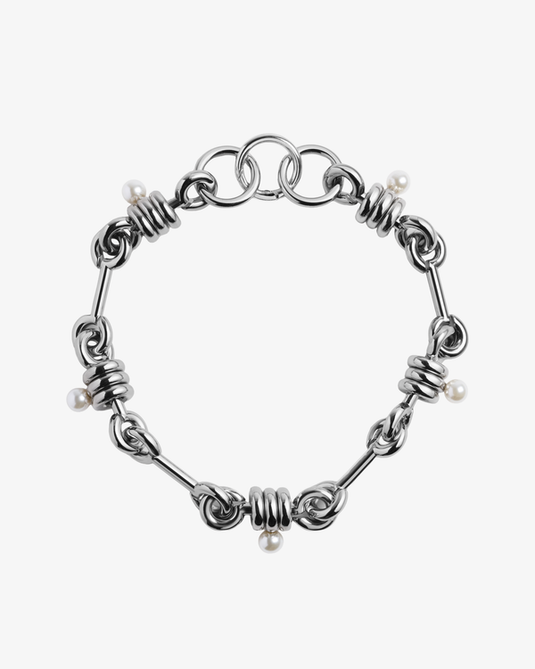 SIMONE ROCHA - Women's Stacked Link Pearl Chain Necklace - (Silver)