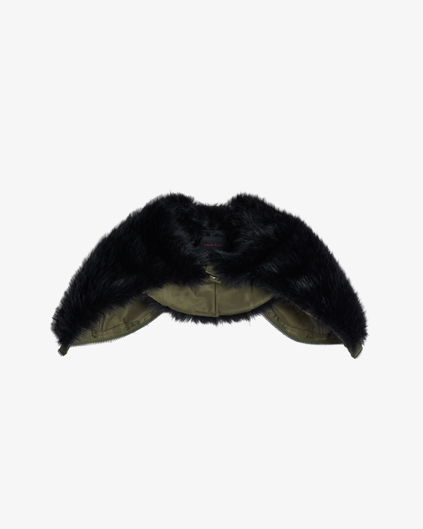 SIMONE ROCHA - Women's Split Faux Fur Zip Hood - (Black) AW26 1054FW 1335-AW26-KHAKI/BLACK